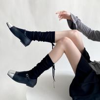 Lolita saldžių mergaičių vasarinės ilgos kojinės moterims su raišteliais, kaspinu, Kawaii mielos vidutinio ilgio kojinės, baleto stiliaus, vienspalvės, plonos EUR 34-39 gray
