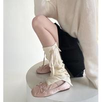 Leg Warmers Women Ballet Style Bandage Bow Sweet Girls Long Socks Stockings Knitted Foot Cover JK Lolita Kawaii Cute Leg Warmers