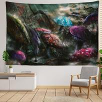 Grybas lietingą naktį Sieninė gobeleno puošmena Tropinio džiunglių peizažas Svetainės Namų Dekoro Fonas 95x70CM