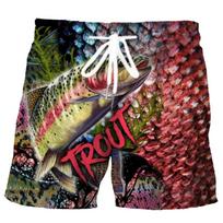 3D Carp Printed Beach Shorts Men Summer Men's Casual Loose Sports Shorts Street Fashion Breathable Beach Holiday Men's Short M