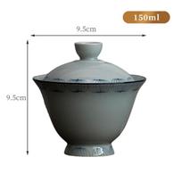 150ml Antique Hand-painted Lotus Art Ceramic Gaiwan Tea Maker Tea Tureen Cover Bowl with Lid Kung Fu Teaware Set Tea Ceremony 9.5x9.5cm 150ml gray