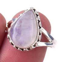 Natural Rainbow Moon Stone Gemstone Handmade 925 Sterling Silver Ring S.8 n9I01 gray