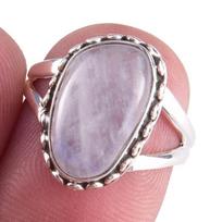 Natural Rainbow Moon Stone Gemstone Handmade 925 Sterling Silver Ring S.6 f4H83 gray