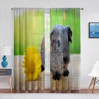 Cute Cavy Sheer Voile Curtain Guinea Pig Lovely Pet Window Chiffon Tulle Curtains for Living Room Kitchen Bedroom Decor Drapes 1 PCS W100XH250cm&Grommet Top gray