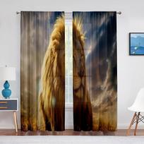 Lion Majestic Wildlife King Chiffon Sheer Curtains for Living Room Bedroom Home Decoration Window Voiles Tulle Curtain Drapes 1 PCS W100XH250cm&Rod Pocket gray