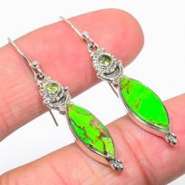 Natural Copper Turquoise,Peridot 925 Solid Sterling Silver Earring 1.75  y1B59 pink