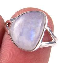 Natural Rainbow Moon Stone Gemstone Handmade 925 Sterling Silver Ring S.7 I1o71 gray
