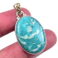 Natural Amazonite Gemstone Handmade 925 Solid Sterling Silver Pendant 1.50  G9p07