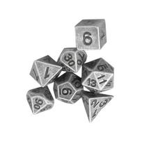Mini daugiakampiai kauliukai Senovinių metalinių kauliukų rinkinys Maži vaidmenų stalo žaidimo kauliukai gray