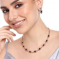 Estele Designer Rose Gold geometrinio rašto karolių rinkinys moterims beige
