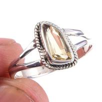 Natural Citrine Gemstone Handmade 925 Solid Sterling Silver Ring Size 9 h9B87 gray