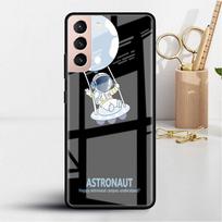 Glass Case For Samsung Galaxy S22 S20 FE S21 5G S10 S9 Plus Note 10 20 Lite Tempered Phone Cover Cute Astronaut Samsung S22 5G black