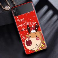 Case For Samsung Galaxy Z Flip 3 4 5G Black Hard PC Phone Housing Z flip4 Luxury Segmented Cover Snow Merry Christmas Samsung Z Flip