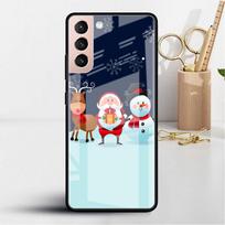 Glass Case For Samsung Galaxy S22 S20 FE S21 5G S10 S9 Plus Note 10 20 Lite Tempered Phone Cover Christmas Santa Claus Samsung S22 5G blue