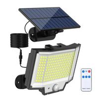 200 LED trikampių verandos šviestuvų, apsauganti nuo kritimo sieninė lempa, skirta lauko šviesai saulės energija varoma lempos apšvietimas, padalintas korpusas 1PCS-2000LM black
