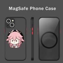 Yae Miko Genshin Impact cute Phone Case Transparent Magsafe Magnetic Magnet For iPhone 13 12 11 Pro Max Mini Wireless Charging iphone 13 pro max gray
