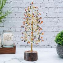 Kristalinis medis teigiamai energijai, Feng Shui dekoras, Brangakmenių medis, Gydomieji kristalai, 7 čakros, Sėkmės, Pinigų, Bonsai, Turto, Klestėjimo, Meditacijos gray