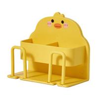 Toothbrush Holder Cartoon Duck Shape Wall Mounted Anti-slip Punch-free Cup Comb Toothpaste Organizer Hotel Bathroom Storage Double Person yellow