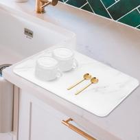 Akmens indų džiovinimo kilimėliai Džiovinimo kilimėlis Puodai Drenažas Tvirtas Atsparus karščiui Padėklas white