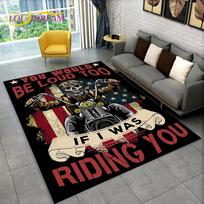 Retro Vintažinis Motociklo Kaukolės Plotas Kilimas, Kilimas Svetainei Miegamajam Sofai Durų Kilimėlis Virtuvės Dekorui, Vaikų Neslystantis Grindų Kilimėlis 40cm x 60cm