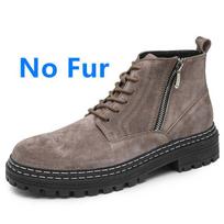 Madingi vyriški batai iš karvės odos ir zomšos Rudens Žiemos Atsitiktiniai Ankle Boots Lauko Šilti Sniego Batai Suvarstomi Užtraukiami Batai Motociklininkų Batai 41 gray