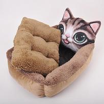 3D Cat Realistic Pattern Pet Bed Soft Kennel Warm Soft Mat Pug House For Dog Cat Puppy Bed Bench For Dogs 50x40 cm