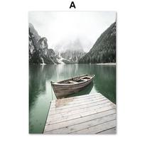 Canvas Painting Lake Boat Forest Succulents Green Plant Nordic Posters And Prints Wall Art Pictures For Living Room Home Decor 21X30cm No Frame gray
