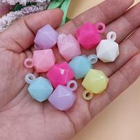 Mobile PhoneChain Loose Bead Colored Jewelry Polyhedral cube Acrylic Beaded Hanging Hole 10pcs 16 * 21mm Car Key Chain  Accessories įvairiaspalvis