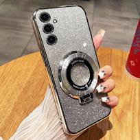 Telefono dėklas su blizgučiais ir magnetiniu žiedo laikikliu, skirtas Motorola Moto G24 G 24 G14 G54 G84, minkštas viršelis su atrama For Moto G54 white