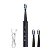 Electric Toothbrush for Adults Bamboo Stylish IPX7 Waterproof Intelligent Timing Sonic Motor USB Fast Charging 4 Brush Heads black
