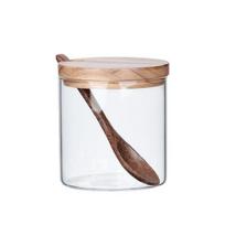 Seasoning Box Wood Lid Cooking Tools Glass Sugar Milk Powder Spices Storage Case for Home 1