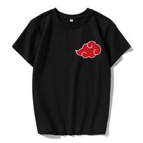 Vasaros retro Harajuku Anime Naruto Komiksai trumpomis rankovėmis Laisvi marškinėliai vyriški ir moteriški poros marškinėliai S black