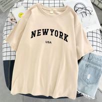 Niujorkas JAV Miesto raidės Grafinis T-shirt Moterims Medvilniniai Sportiniai Viršutiniai Marškinėliai Vasaros Mados T-shirt Gatvės Laisvalaikio Per dydį Trumpomis Rankovėmis 2XL yellow