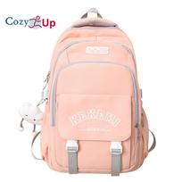 Tooling Style Solid Color Backpack Casual Computer Backpack Large-capacity Letter Printing Student School Bag 30x17x48cm ruda
