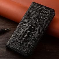 Genuine Leather Flip Cover for Huawei Enjoy 50 Pro, Nova Y90, Y70, Y61 - Crocodile Head Design Nova Y90 / Enjoy 50pro gray