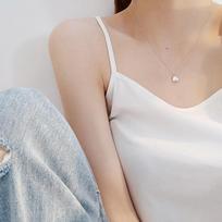 925 Silver Shell Heart Shaped Collar Necklace with Various Ins Cold and Cool Style, Simple and Elegant, Small, Fresh and Sweet Neckchain 45cm