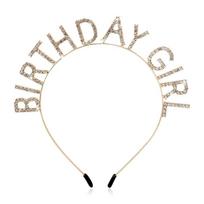 Birthday party birthday gir letter headband shoulder strap set female rhinestone headband birthday girl head accessories