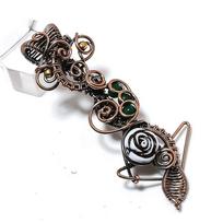 Carving Flower Gemstone Handmade Copper Wire Wrap Jewelry Pendant 2.88  B6F35