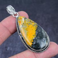 Bumblebee Jasper Gemstone Handmade 925 Sterling Silver Gift Pendant 2.52  i3b28 yellow