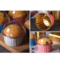 50 vnt Cupcake popierinis puodelis Permatomas dangtelis kepimo puodeliams Muffin popierinis puodelis black