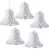 WTEMPO Helovino kalėdiniai popieriniai dekoratyviniai varpeliai balti kabantys dideli, sunkūs korio varpai dekoravimo reikmenys, tinkantys vestuvių vakarėliams 10pcs balta