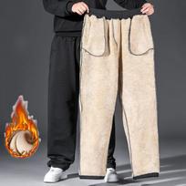 Men's Plus Size Autumn and Winter Warm Loose Pants Sports Trousers XS juoda