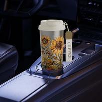 Titanium Water Bottle 520ml Capacity Drinking Cup with Lanyard Travel Coffee Mug Insulated Tumbler Sunflower gray