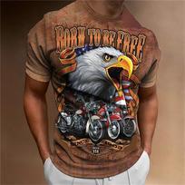 Gyvūnų marškinėliai vyrams Eagle Motociklo 3D Print Retro Trend Vyriški viršutiniai laisvi, dideli marškinėliai Kasdieniai laisvalaikio drabužiai Gatvės marškinėliai S