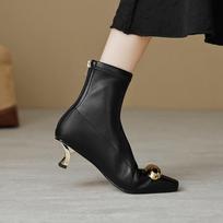 Krazing Pot Microfiber Square Toe Winter Strange Style Med Heels Modern Short Boots Women Size 42 Gorgeous  Ankle Boots 34 juoda