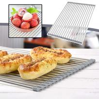 Roll Up Dish Drying Rack  Stainless Steel And Silicone Dish Drying Mat Over The Sink Foldable Rack Multipurpose Dish beige