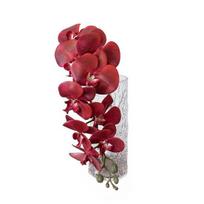 Dirbtinės kandžių orchidėjos 9 galvos Realistiškos netikros šilko gėlės Vestuvių vakarėlis Namų biuro stalo centrinė dalis Dirbtinio Phalaenopsis gėlių šakelių puošmena tamsiai raudona spalva