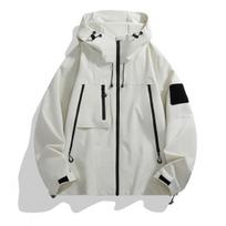 Men Women Windbreaker Waterproof Stand-up Collar Hooded Jacket Outdoor Coat with Zipper Pockets for Hiking Climbing XXXL juoda