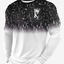 Vibrant 3D Color Blocked Crew Neck Long Sleeve T-Shirt - Men's Casual Summer Tee for Daily Wear and Outdoor Breathable Soft S