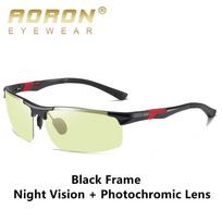 AORON Fashion Design aliuminio magnio rėmelis dieninis naktinis matymas fotochrominiai poliarizuoti akiniai nuo saulės sportui vairavimui žvejybai akiniai nuo akinimo juoda
